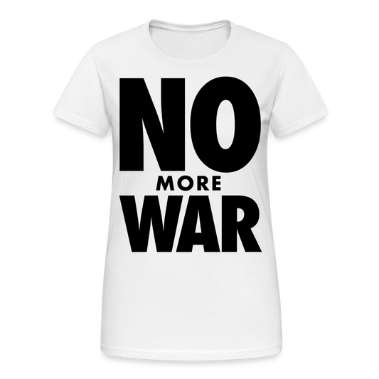 T-Shirt Damen Oberteil Frauen No More War kurzarm Tshirt Baumwolle Rundhals - weiß