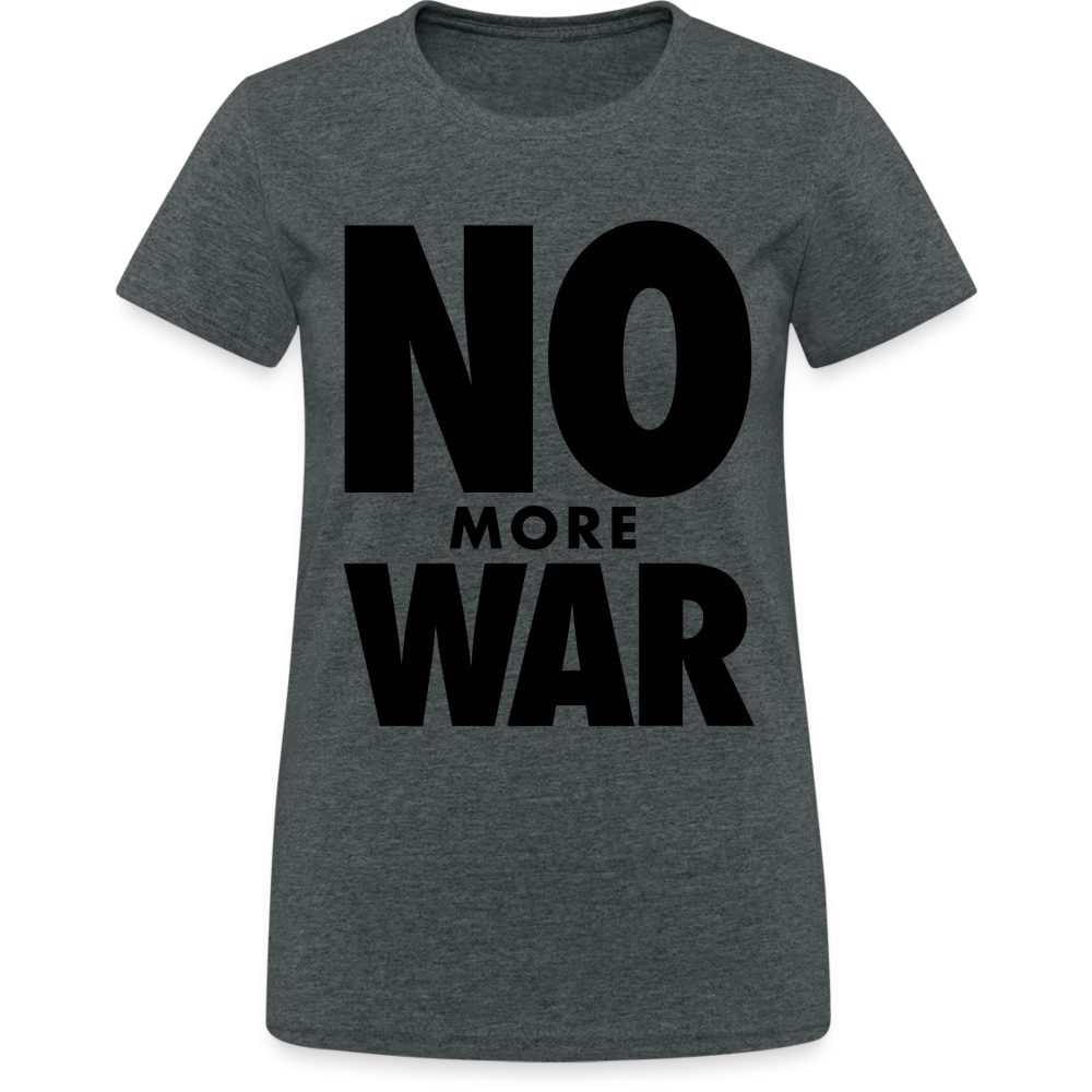 T-Shirt Damen Oberteil Frauen No More War kurzarm Tshirt Baumwolle Rundhals - Dunkelgrau meliert