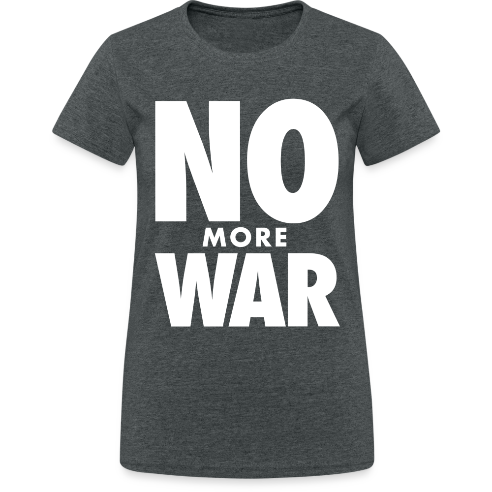 T-Shirt Damen Oberteil Frauen No More War kurzarm Tshirt Baumwolle Rundhals - Dunkelgrau meliert
