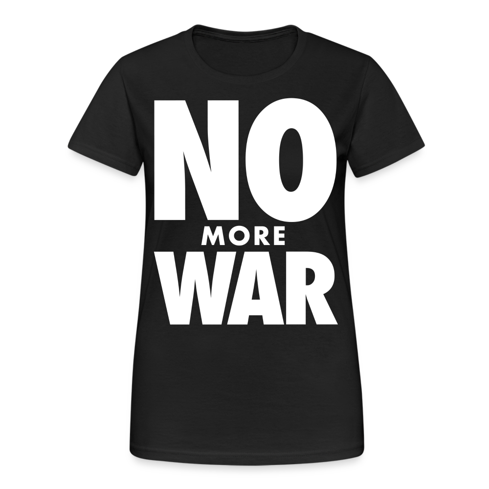 T-Shirt Damen Oberteil Frauen No More War kurzarm Tshirt Baumwolle Rundhals - Schwarz