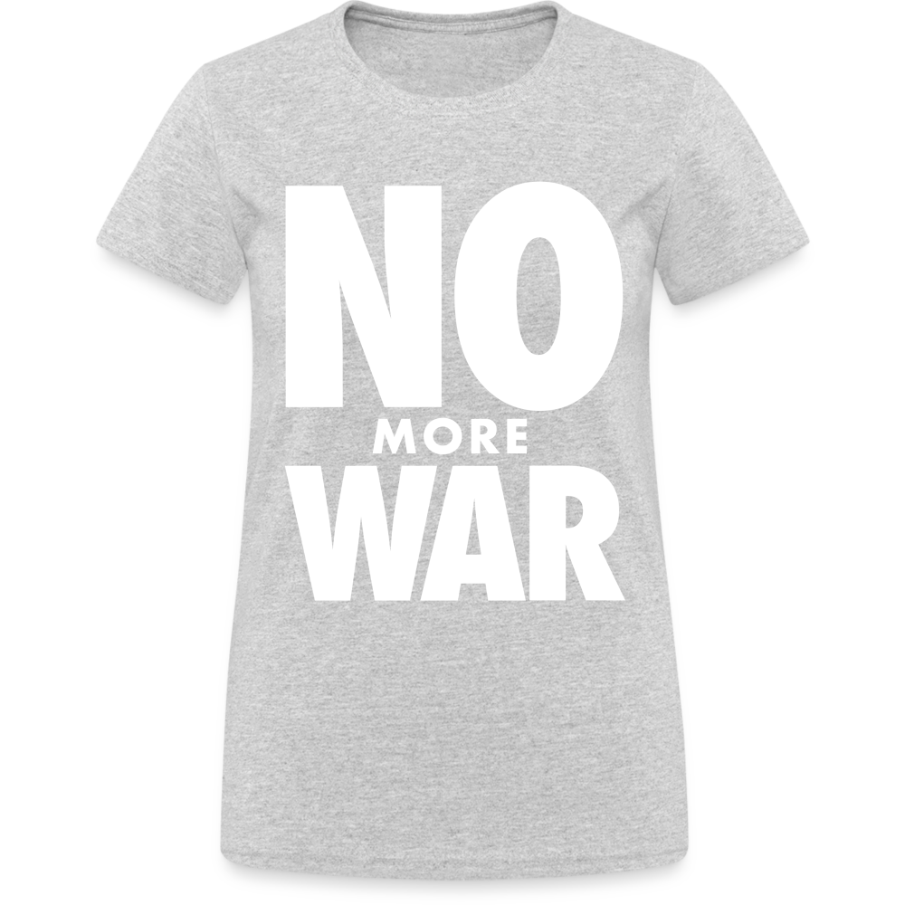 T-Shirt Damen Oberteil Frauen No More War kurzarm Tshirt Baumwolle Rundhals - Grau meliert