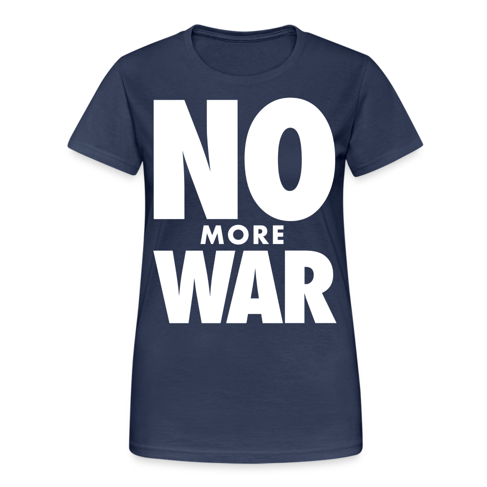 T-Shirt Damen Oberteil Frauen No More War kurzarm Tshirt Baumwolle Rundhals - Navy