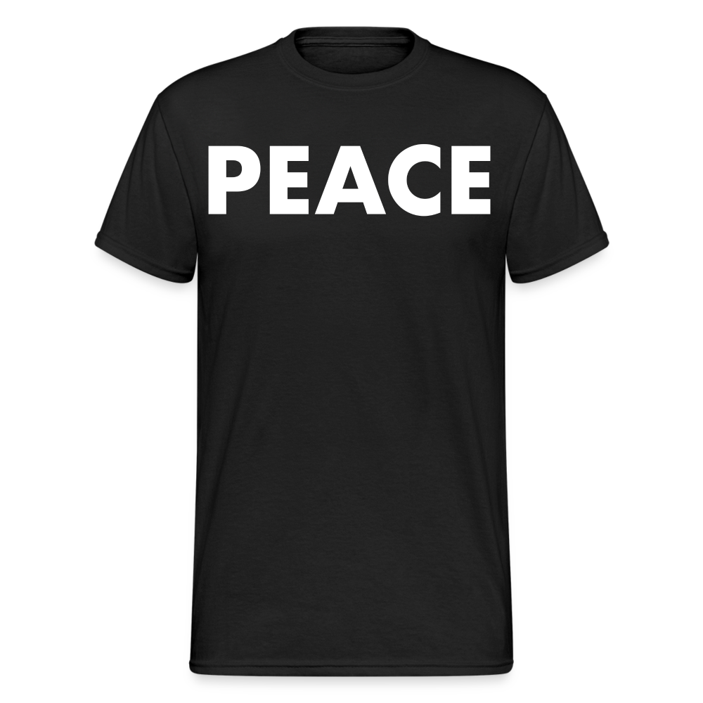 Herren Peace T-Shirt Rundhals Unisex Streetwear Gildan 100% Baumwolle - Schwarz