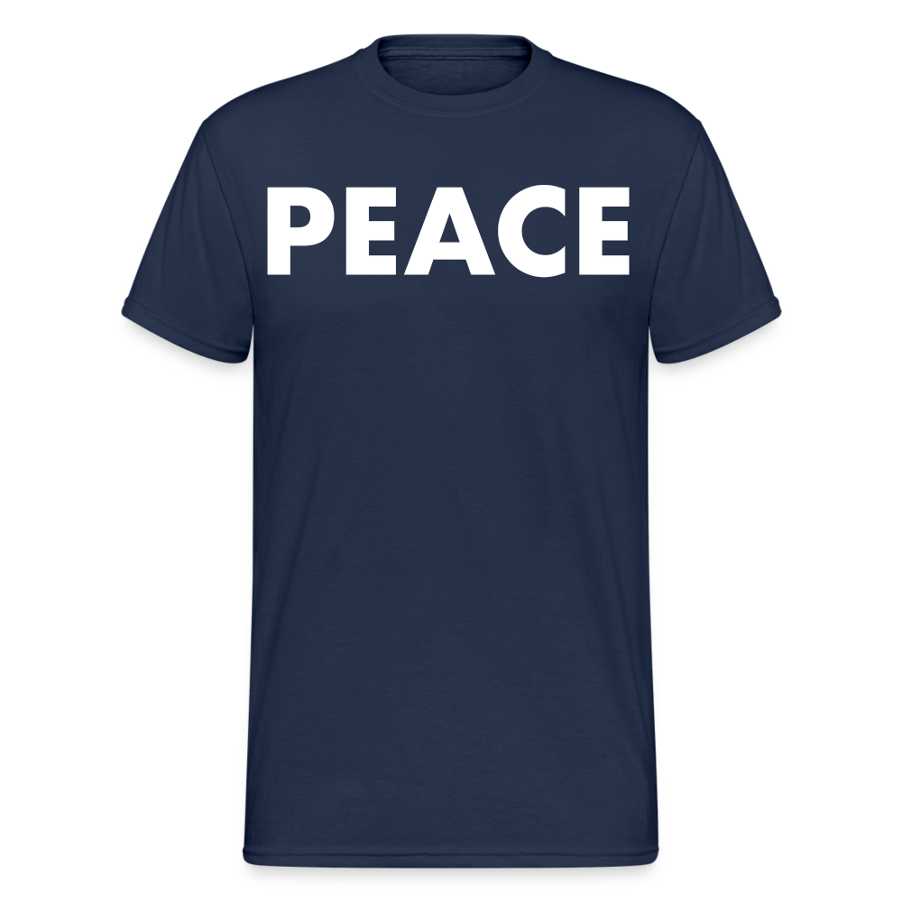 Herren Peace T-Shirt Rundhals Unisex Streetwear Gildan 100% Baumwolle - Navy