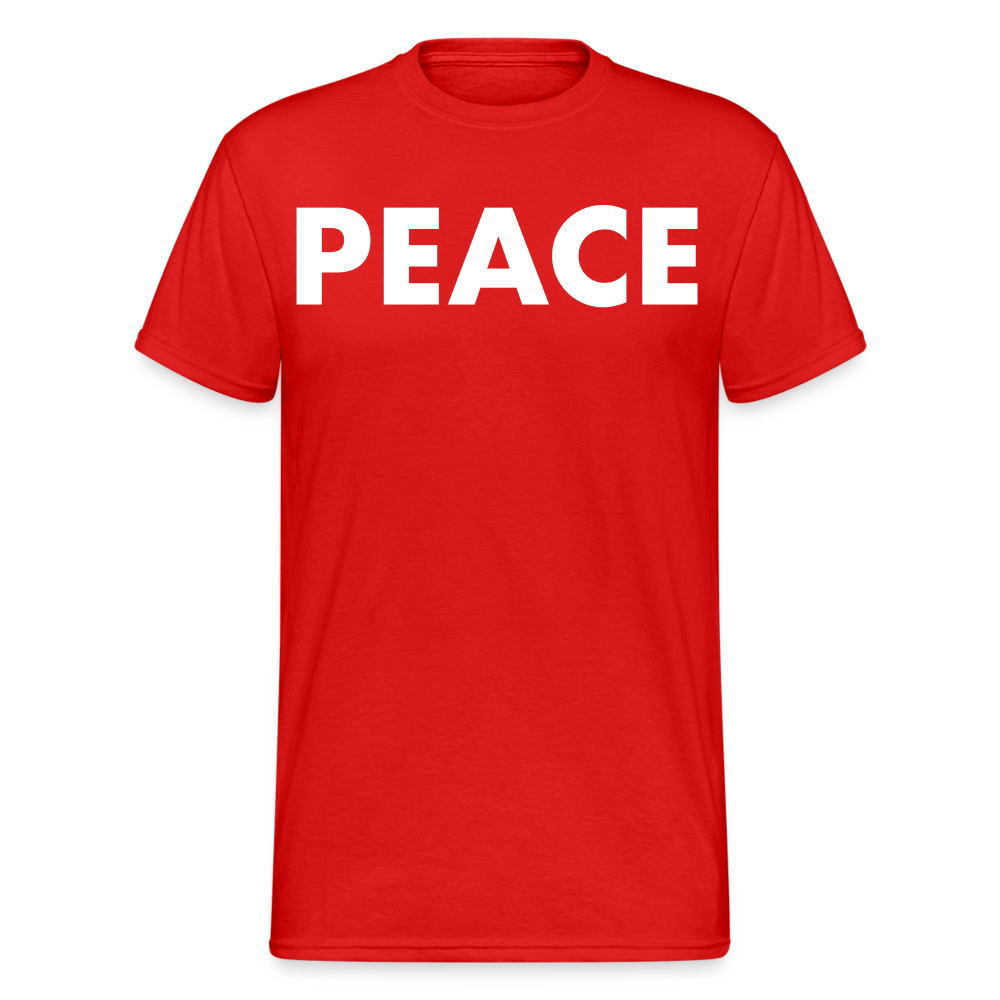 Herren Peace T-Shirt Rundhals Unisex Streetwear Gildan 100% Baumwolle - Rot