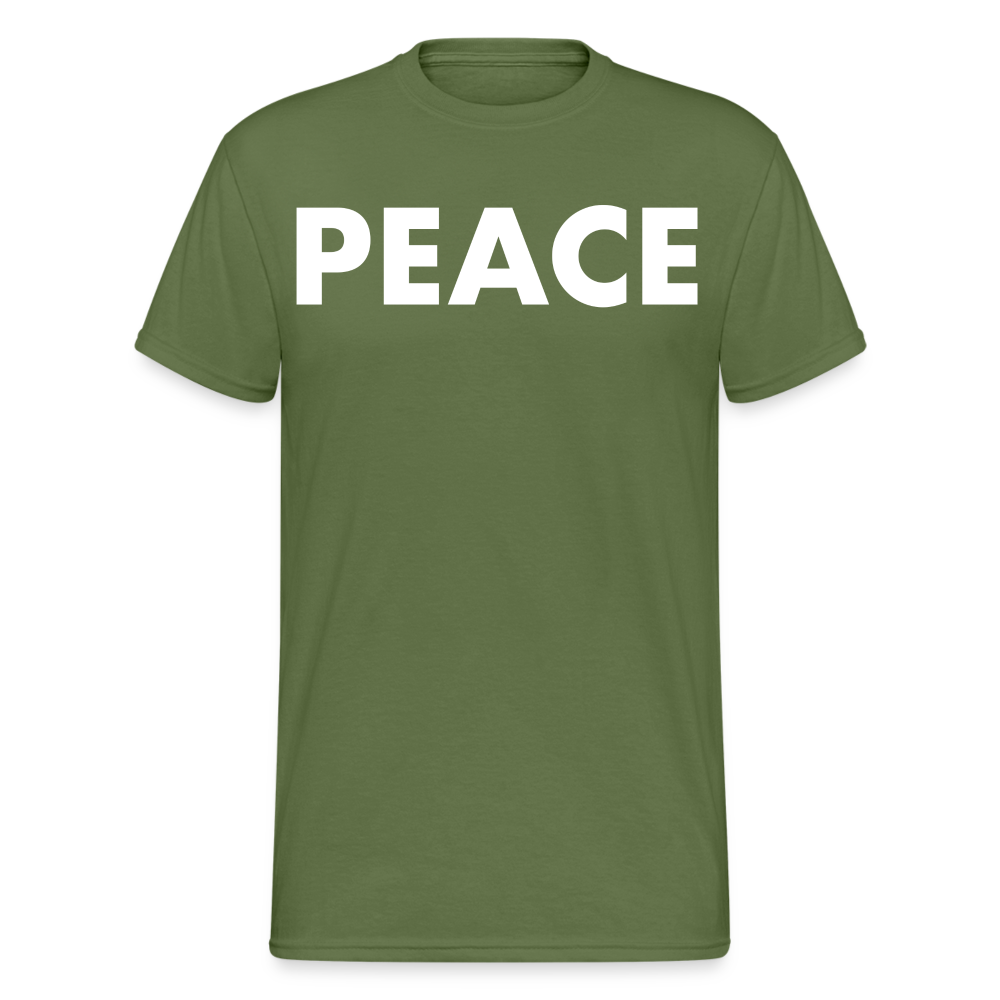 Herren Peace T-Shirt Rundhals Unisex Streetwear Gildan 100% Baumwolle - Militärgrün