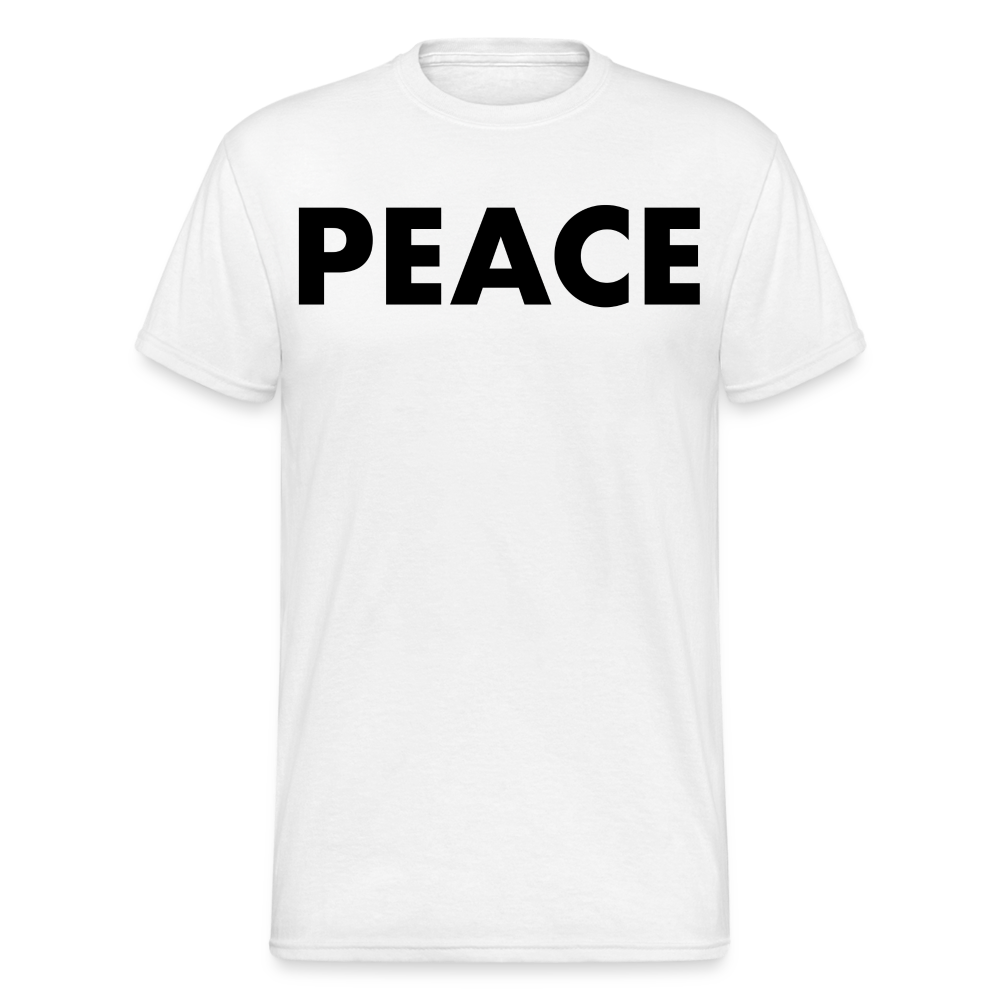 Herren Peace T-Shirt Rundhals Unisex Streetwear Gildan 100% Baumwolle - weiß