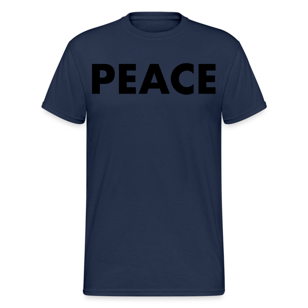Herren Peace T-Shirt Rundhals Unisex Streetwear Gildan 100% Baumwolle - Navy