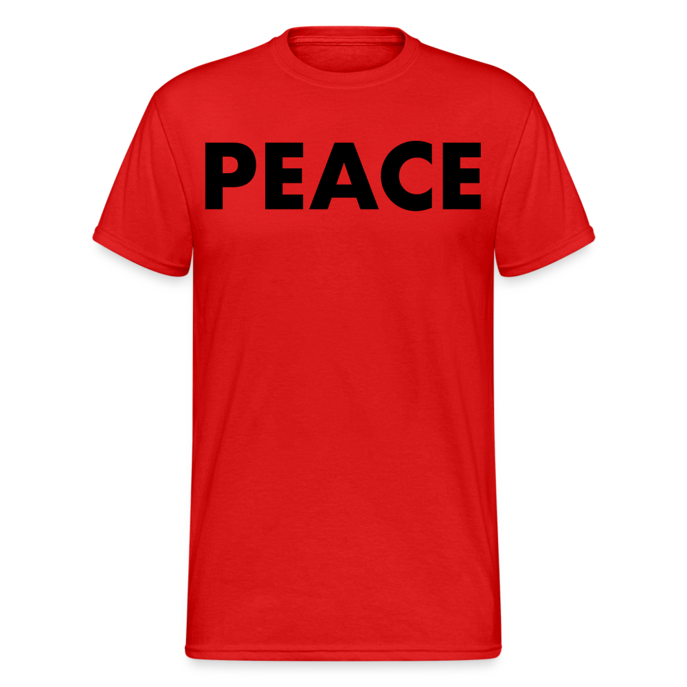 Herren Peace T-Shirt Rundhals Unisex Streetwear Gildan 100% Baumwolle - Rot