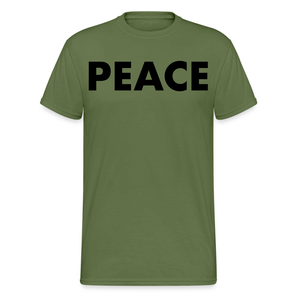 Herren Peace T-Shirt Rundhals Unisex Streetwear Gildan 100% Baumwolle - Militärgrün