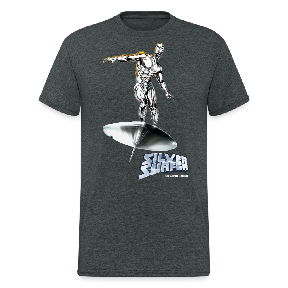 Herren Silver Surfer T-Shirt Rundhals Unisex Streetwear Gildan 100% Baumwolle - Dunkelgrau meliert