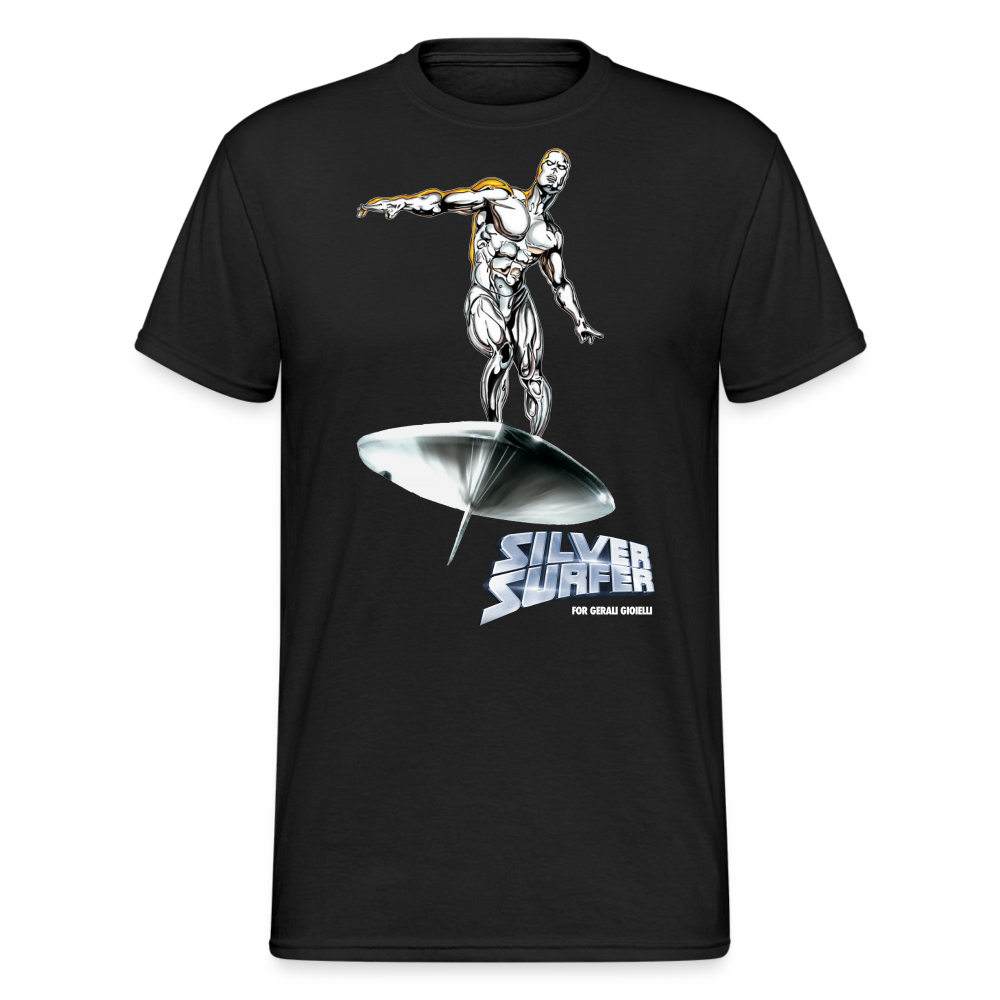 Herren Silver Surfer T-Shirt Rundhals Unisex Streetwear Gildan 100% Baumwolle - Schwarz