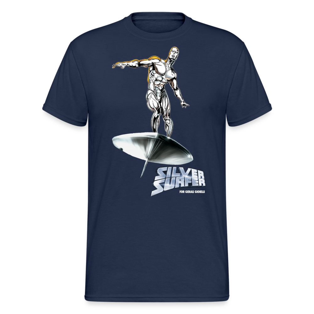 Herren Silver Surfer T-Shirt Rundhals Unisex Streetwear Gildan 100% Baumwolle - Navy