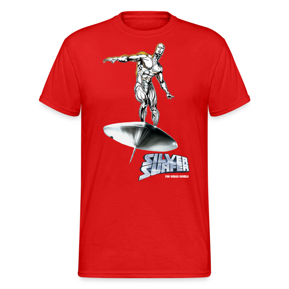Herren Silver Surfer T-Shirt Rundhals Unisex Streetwear Gildan 100% Baumwolle - Rot