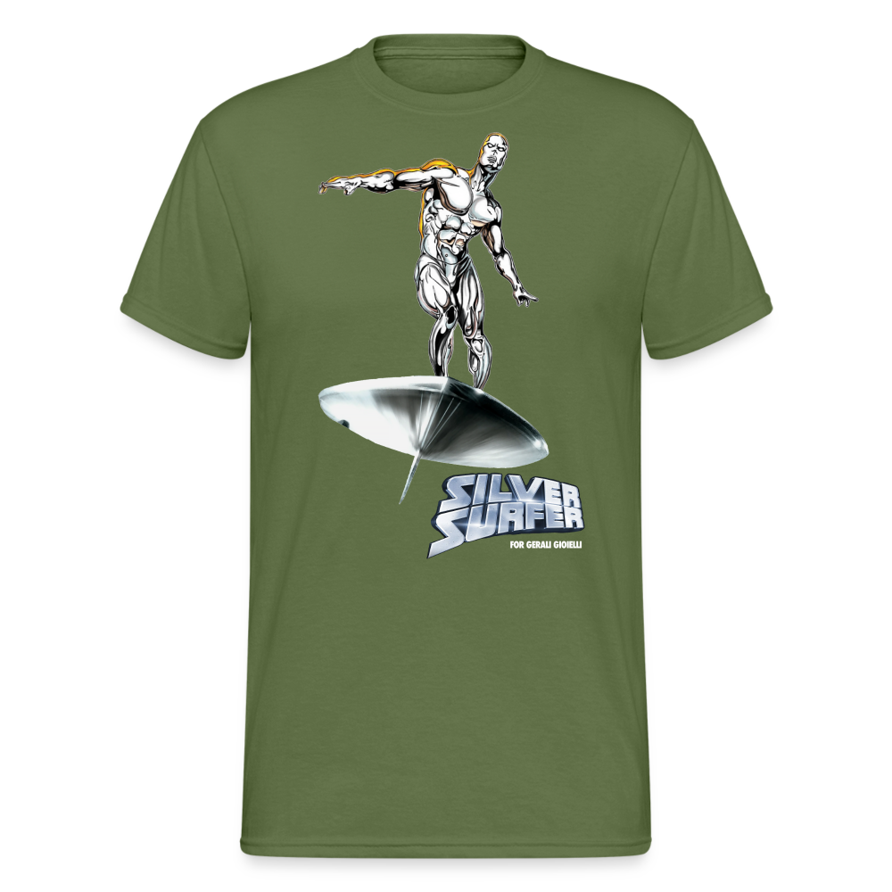 Herren Silver Surfer T-Shirt Rundhals Unisex Streetwear Gildan 100% Baumwolle - Militärgrün
