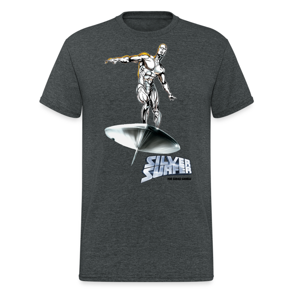 Herren Silver Surfer T-Shirt Rundhals Unisex Streetwear Gildan 100% Baumwolle - Dunkelgrau meliert