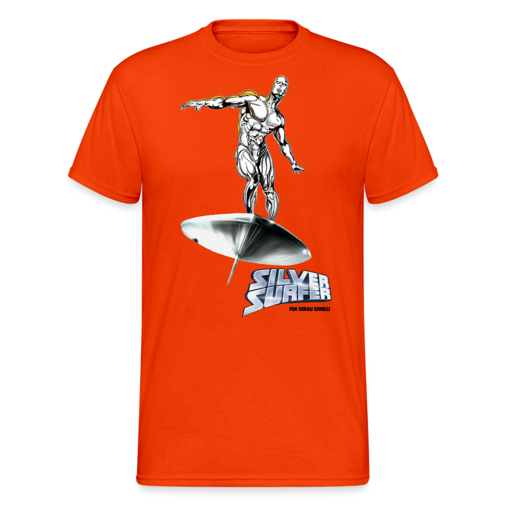 Herren Silver Surfer T-Shirt Rundhals Unisex Streetwear Gildan 100% Baumwolle - kräftig Orange