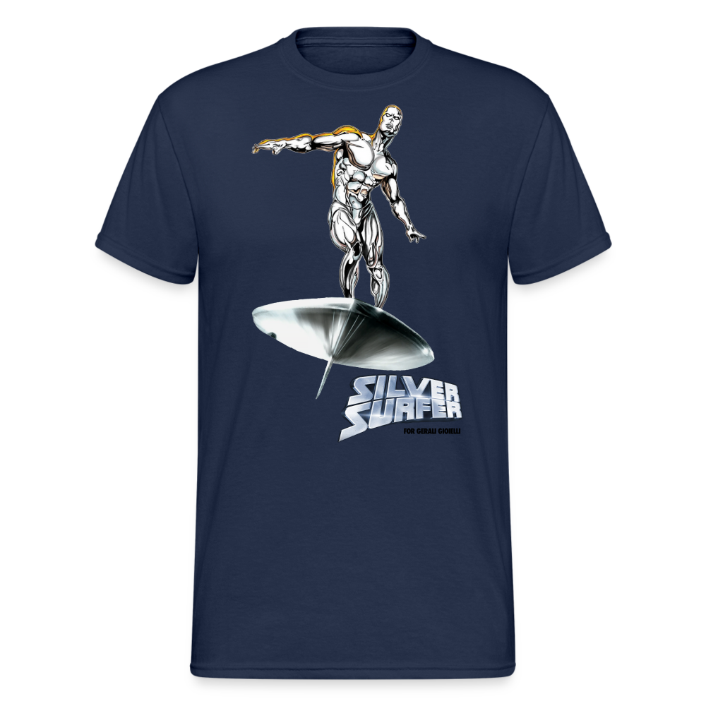 Herren Silver Surfer T-Shirt Rundhals Unisex Streetwear Gildan 100% Baumwolle - Navy