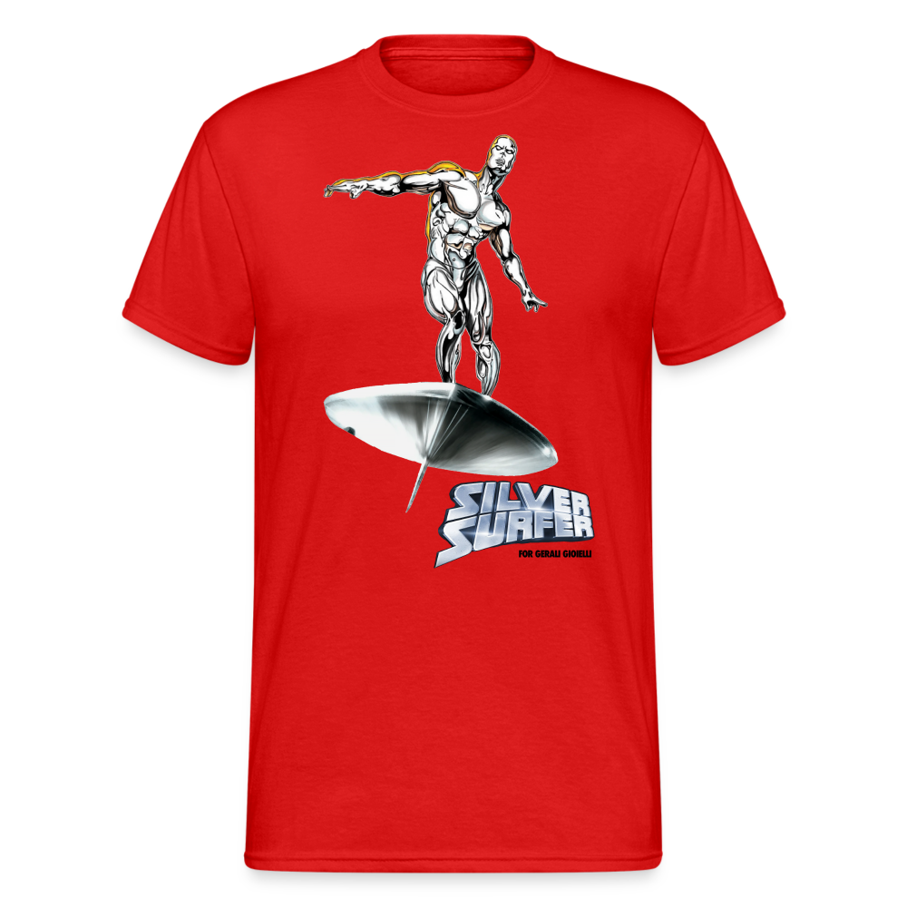 Herren Silver Surfer T-Shirt Rundhals Unisex Streetwear Gildan 100% Baumwolle - Rot