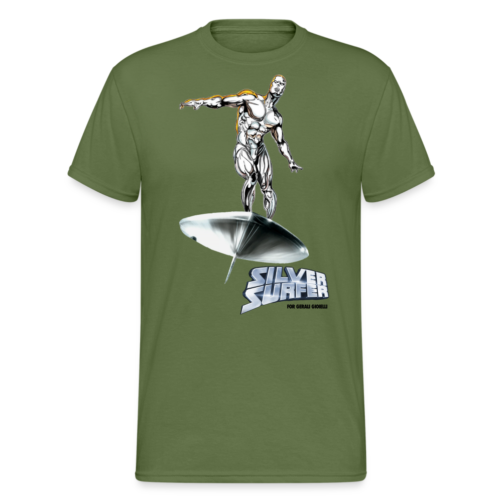 Herren Silver Surfer T-Shirt Rundhals Unisex Streetwear Gildan 100% Baumwolle - Militärgrün