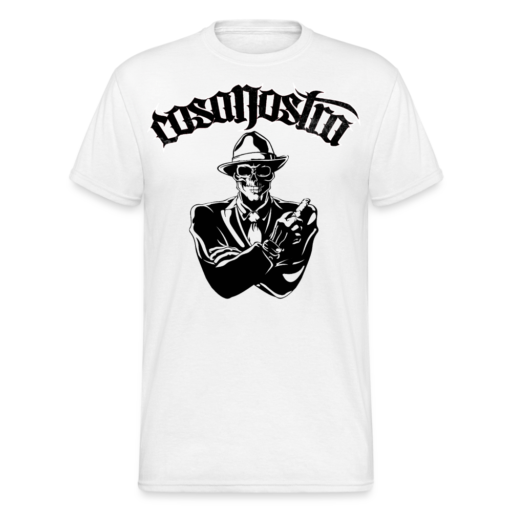 Herren COSANOSTRA T-Shirt Rundhals Unisex Streetwear Gildan 100% Baumwolle - weiß