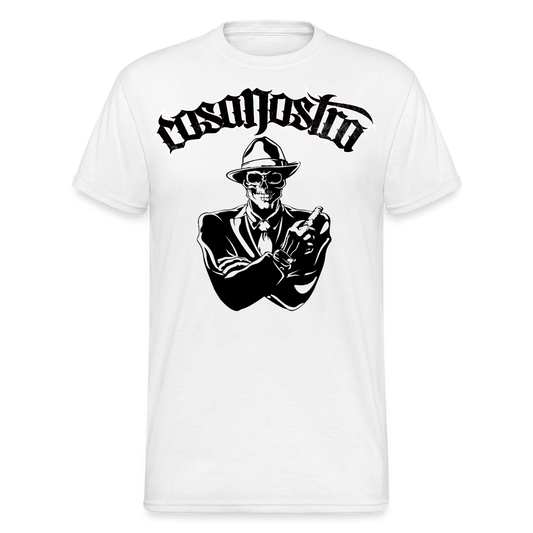 Herren COSANOSTRA T-Shirt Rundhals Unisex Streetwear Gildan 100% Baumwolle - weiß