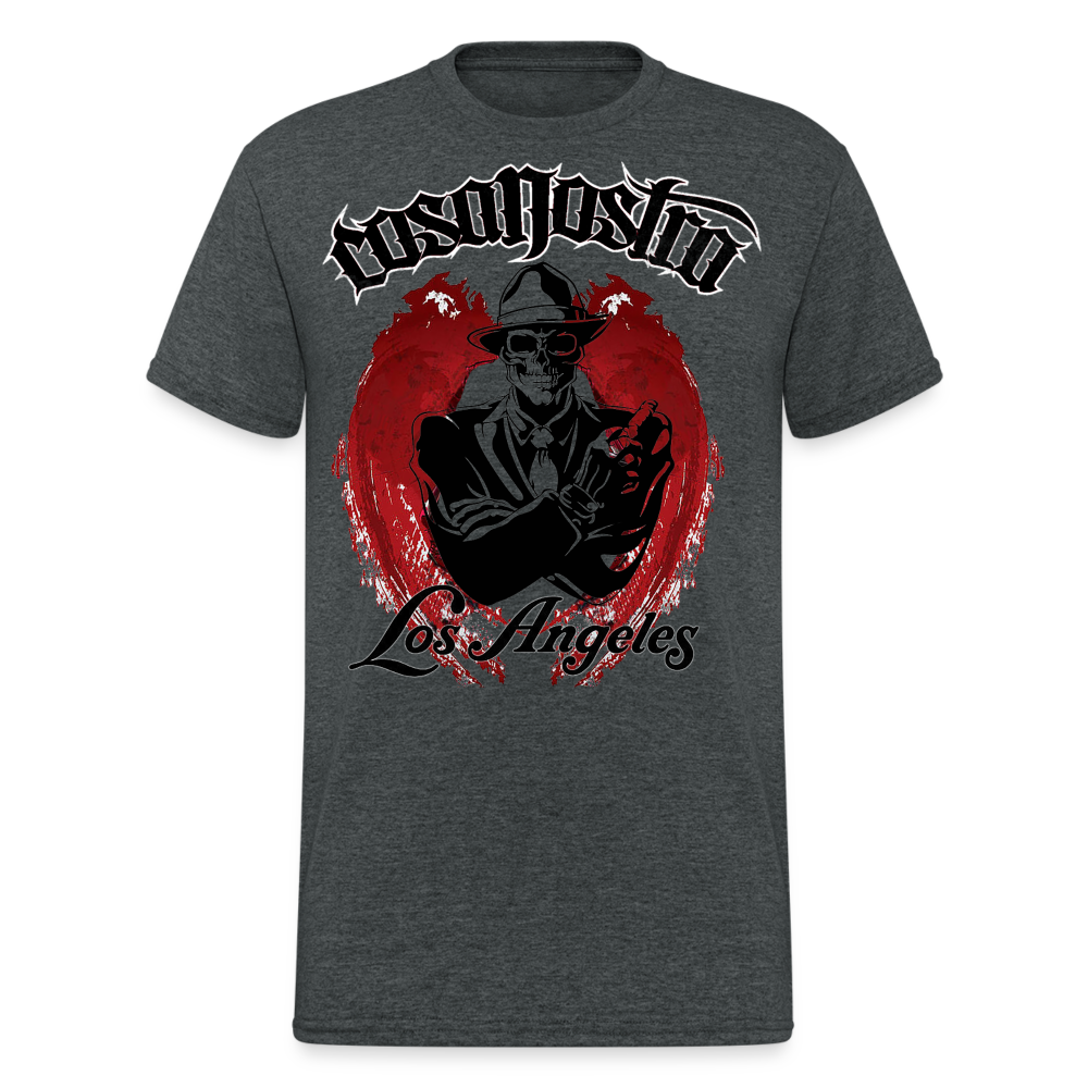 Herren COSA NOSTRA T-Shirt Rundhals Unisex Streetwear Gildan 100% Baumwolle - Dunkelgrau meliert