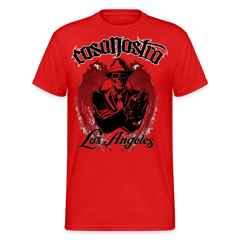 Herren COSA NOSTRA T-Shirt Rundhals Unisex Streetwear Gildan 100% Baumwolle - Rot