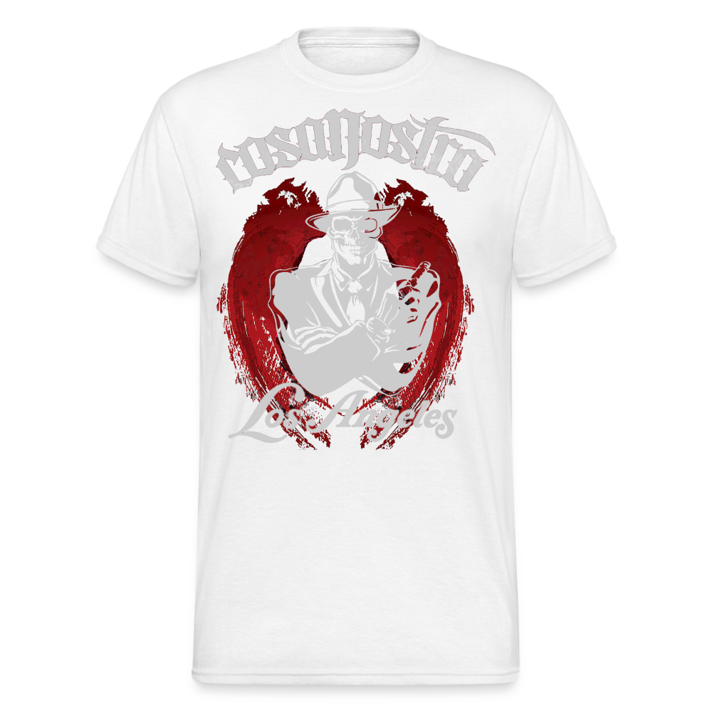 Herren COSANOSTRA T-Shirt Rundhals Unisex Streetwear Gildan 100% Baumwolle - weiß