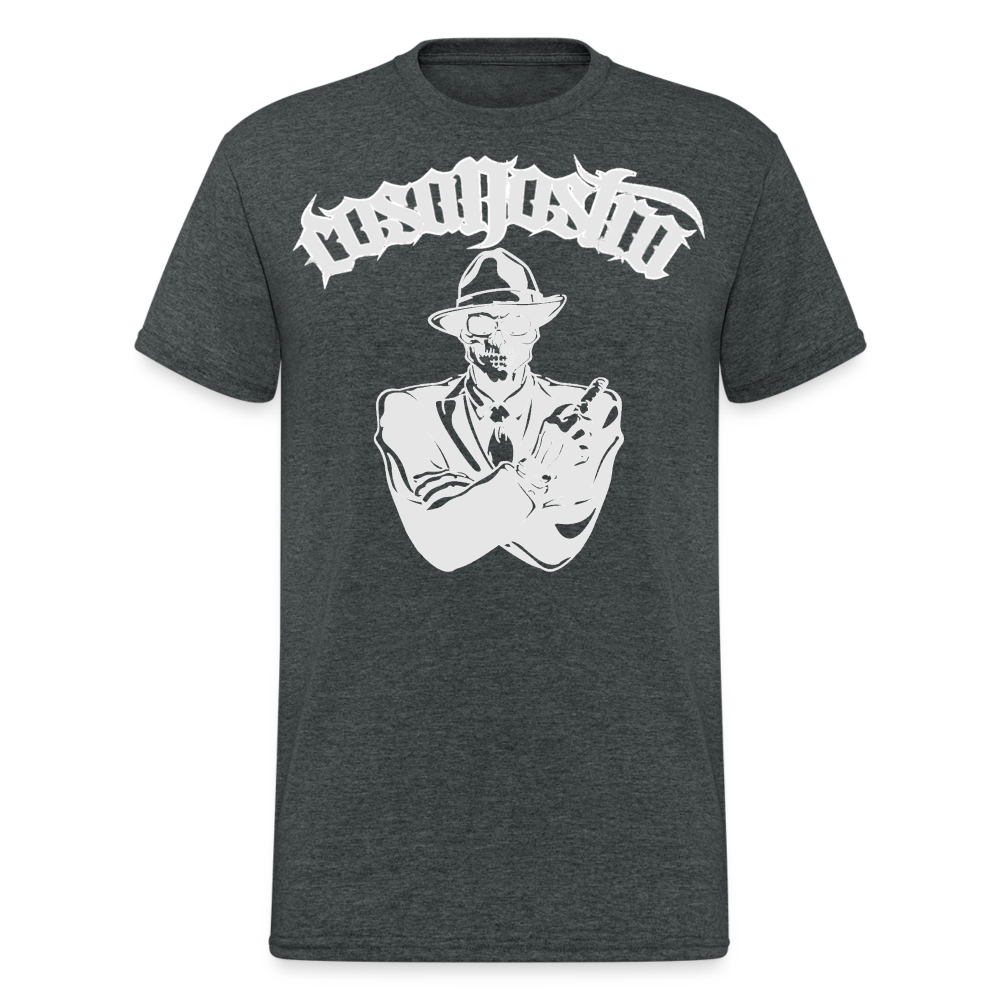 Herren COSA NOSTRA T-Shirt Rundhals Unisex Streetwear Gildan 100% Baumwolle - Dunkelgrau meliert