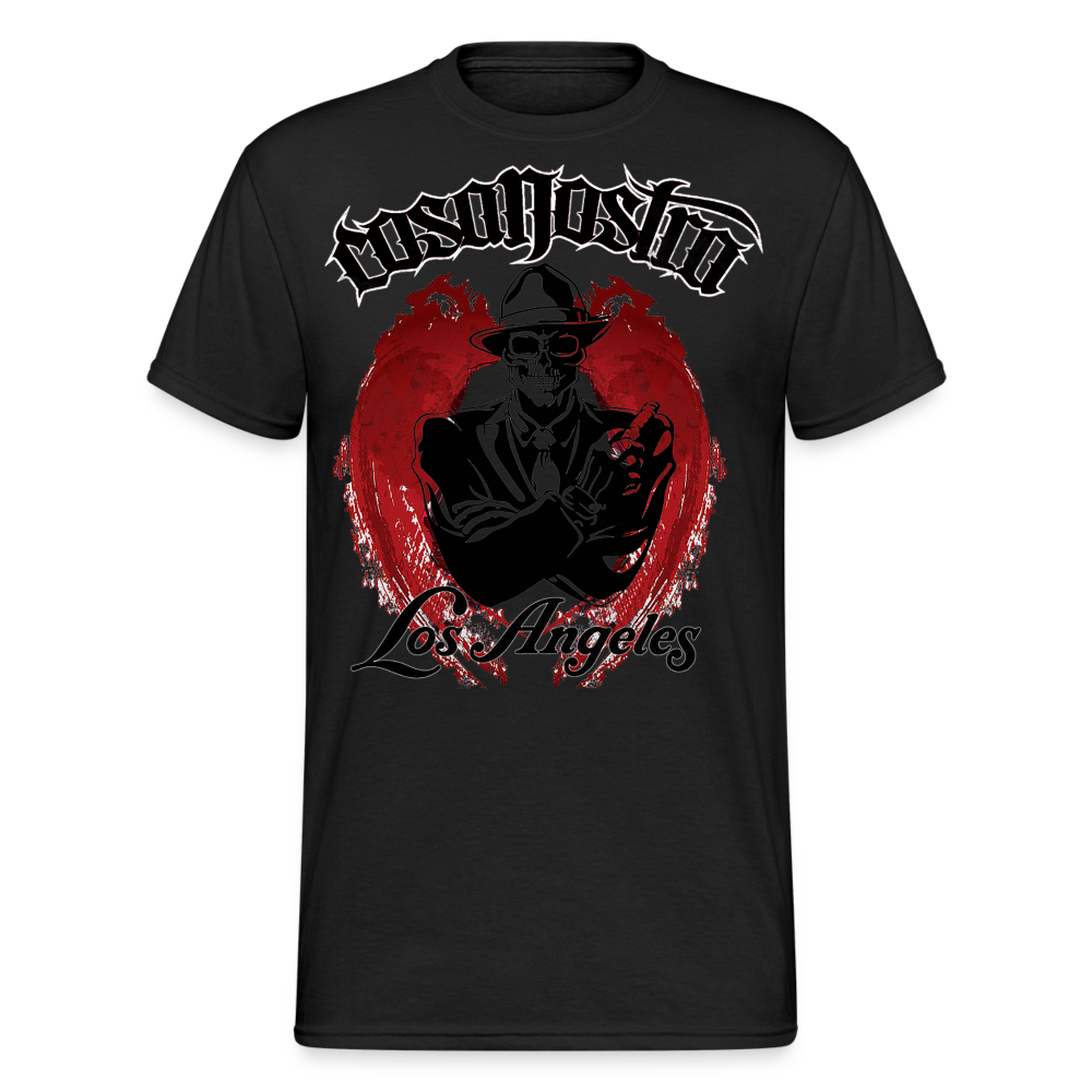 Herren COSA NOSTRA T-Shirt Rundhals Unisex Streetwear Gildan 100% Baumwolle - Schwarz