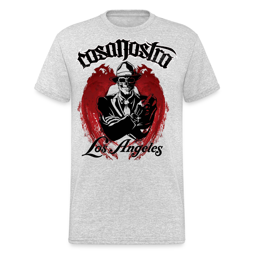 Herren COSA NOSTRA T-Shirt Rundhals Unisex Streetwear Gildan 100% Baumwolle - Grau meliert