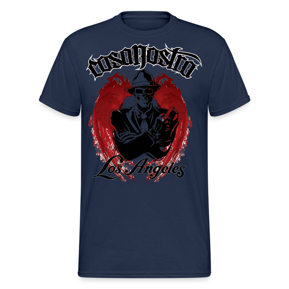 Herren COSA NOSTRA T-Shirt Rundhals Unisex Streetwear Gildan 100% Baumwolle - Navy