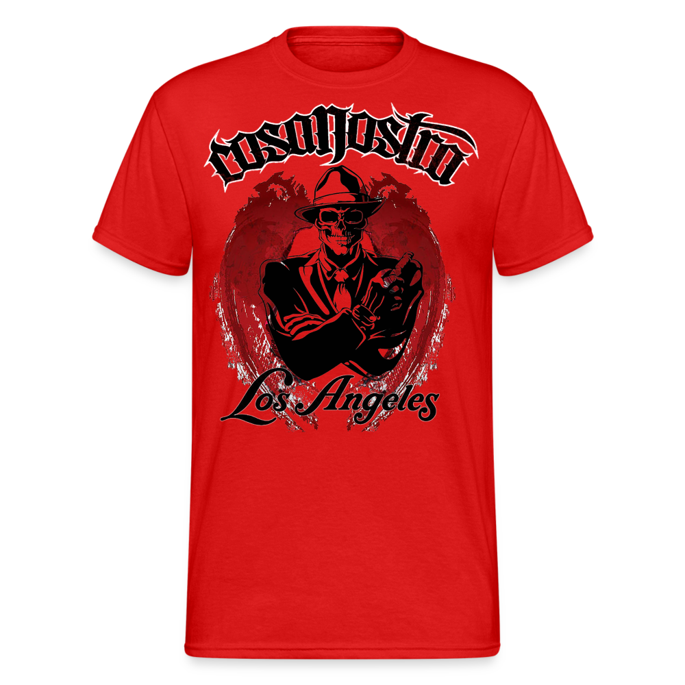 Herren COSA NOSTRA T-Shirt Rundhals Unisex Streetwear Gildan 100% Baumwolle - Rot