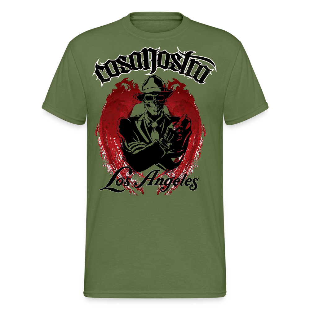 Herren COSA NOSTRA T-Shirt Rundhals Unisex Streetwear Gildan 100% Baumwolle - Militärgrün