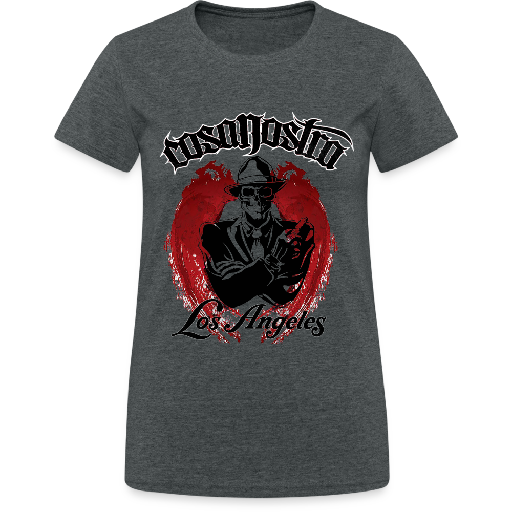 Frauen COSANOSTRA T-Shirt Rundhals Unisex Streetwear Gildan 100% Baumwolle - Dunkelgrau meliert