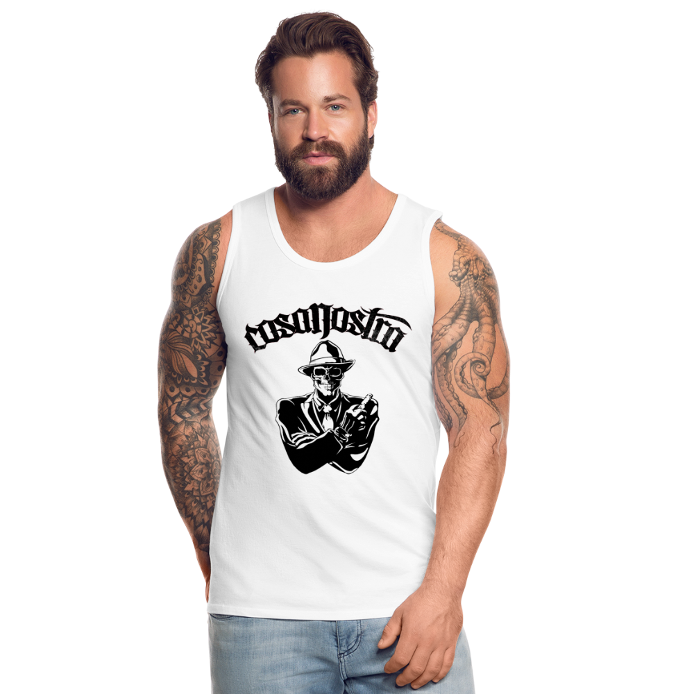 Tanktop T-Shirt COSANOSTRA Muskelshirt Achselshirt Sport Basic Herren - weiß