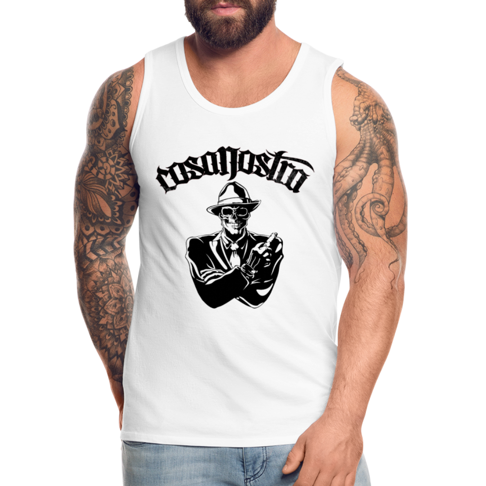 Tanktop T-Shirt COSANOSTRA Muskelshirt Achselshirt Sport Basic Herren - weiß