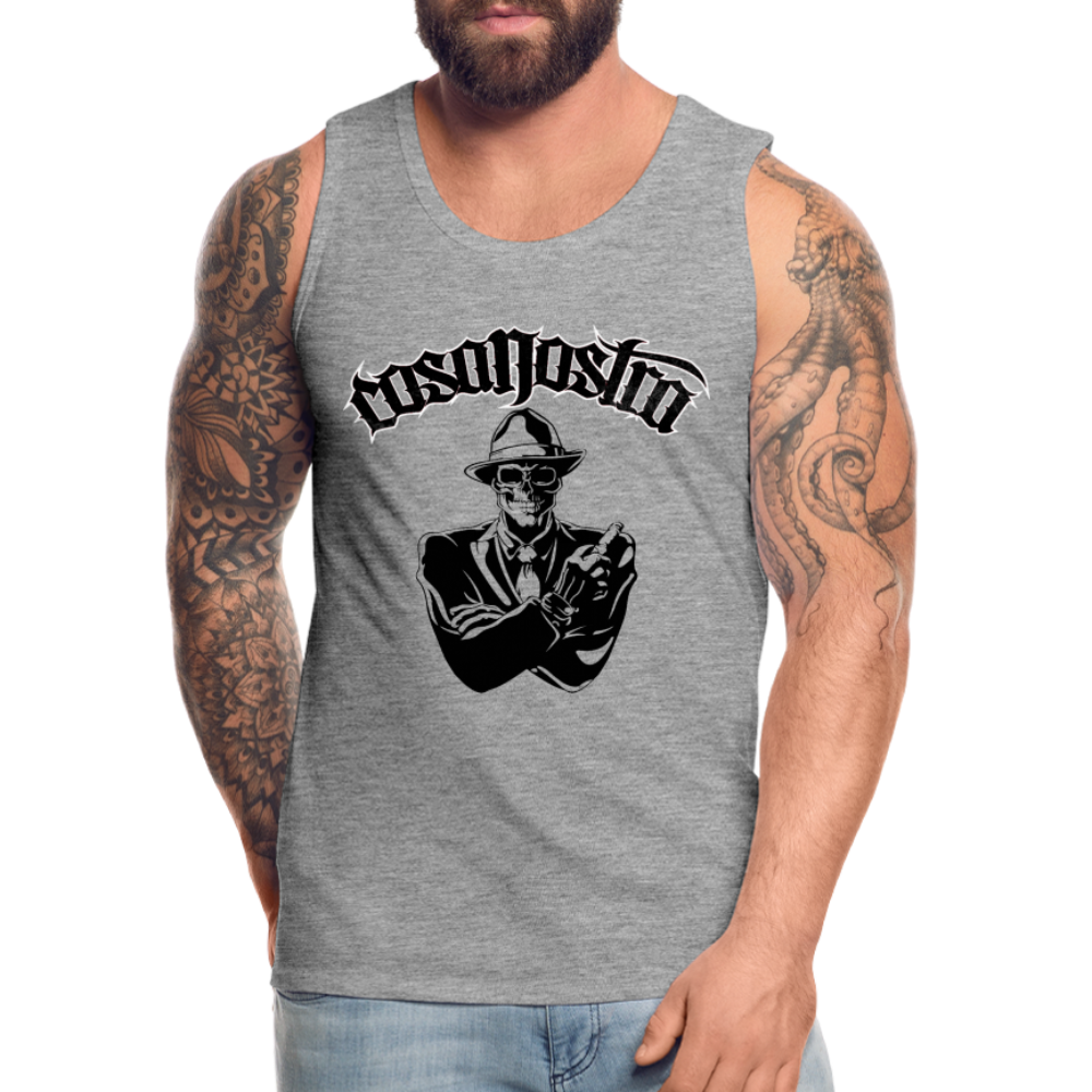Tanktop T-Shirt COSANOSTRA Muskelshirt Achselshirt Sport Basic Herren - Grau meliert