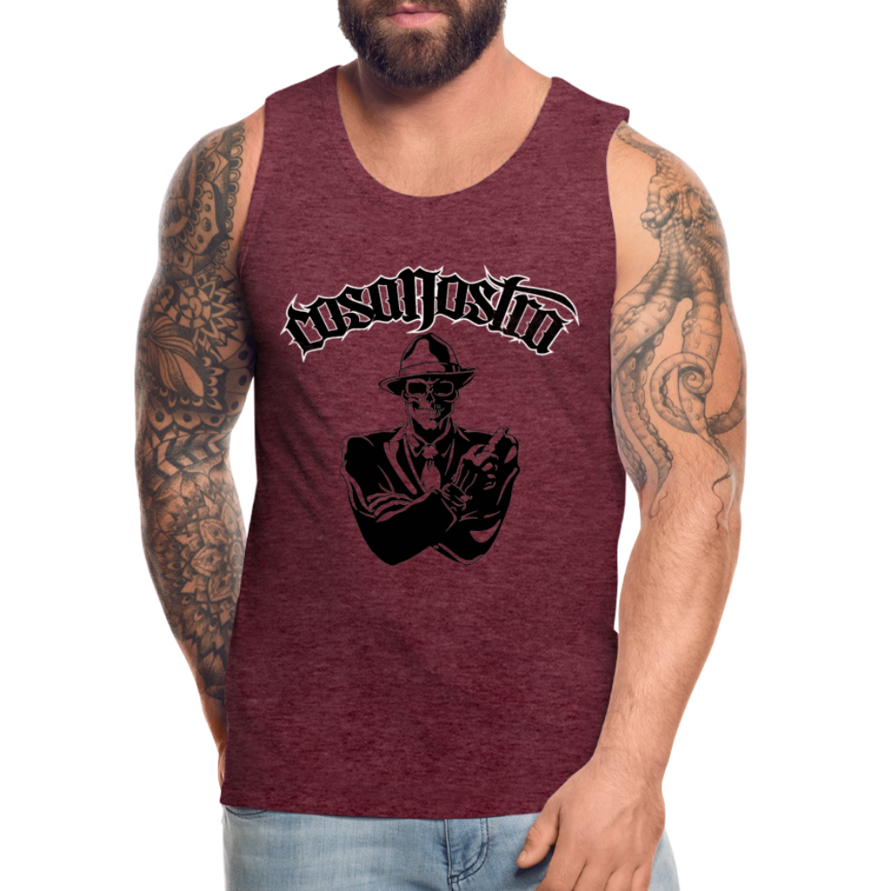 Tanktop T-Shirt COSANOSTRA Muskelshirt Achselshirt Sport Basic Herren - Bordeauxrot meliert