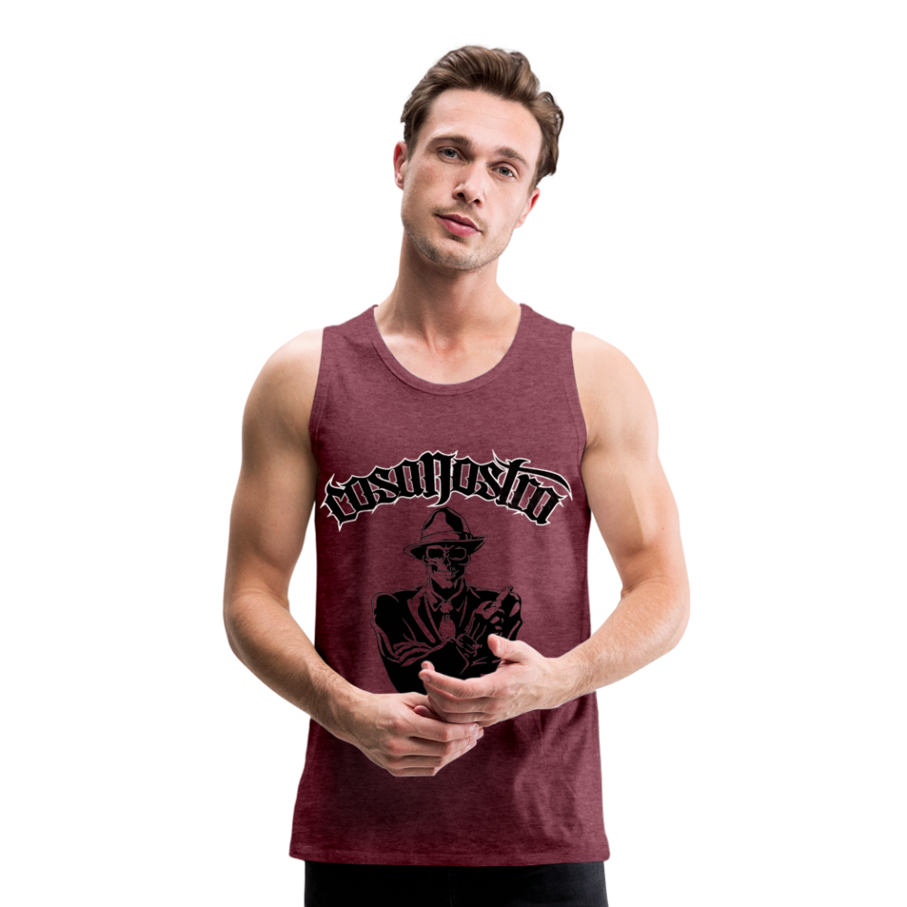 Tanktop T-Shirt COSANOSTRA Muskelshirt Achselshirt Sport Basic Herren - Bordeauxrot meliert