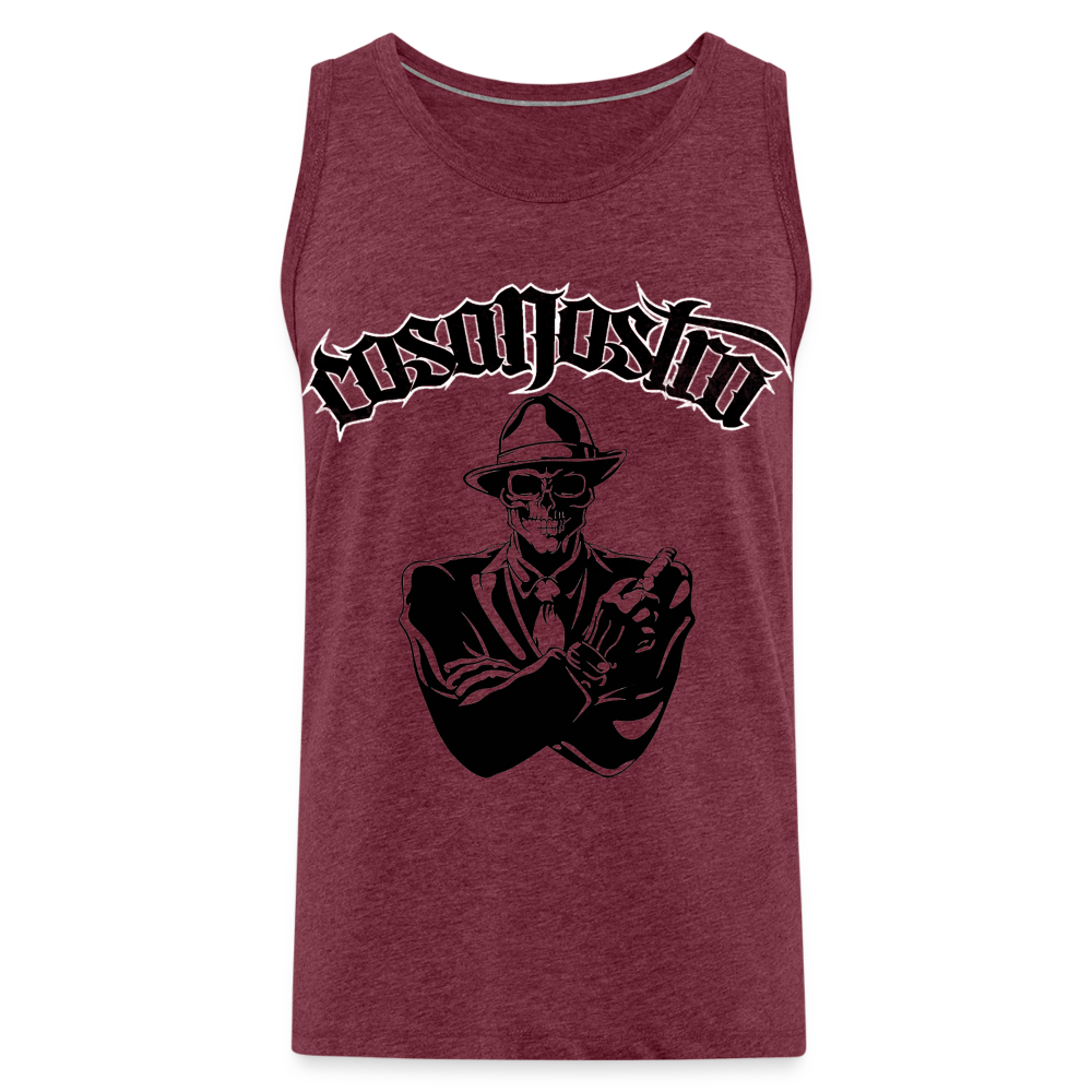 Tanktop T-Shirt COSANOSTRA Muskelshirt Achselshirt Sport Basic Herren - Bordeauxrot meliert