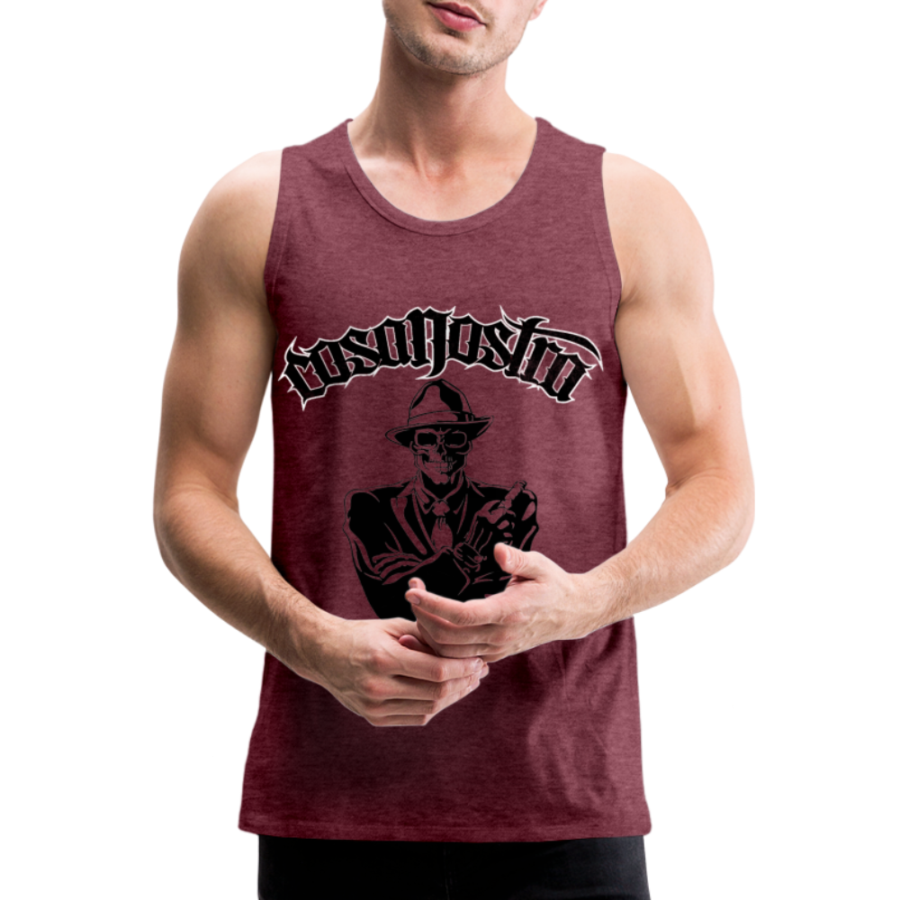 Tanktop T-Shirt COSANOSTRA Muskelshirt Achselshirt Sport Basic Herren - Bordeauxrot meliert
