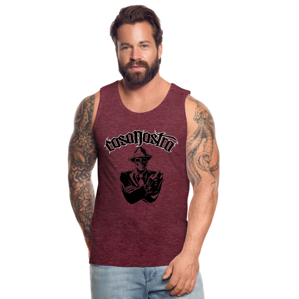 Tanktop T-Shirt COSANOSTRA Muskelshirt Achselshirt Sport Basic Herren - Bordeauxrot meliert