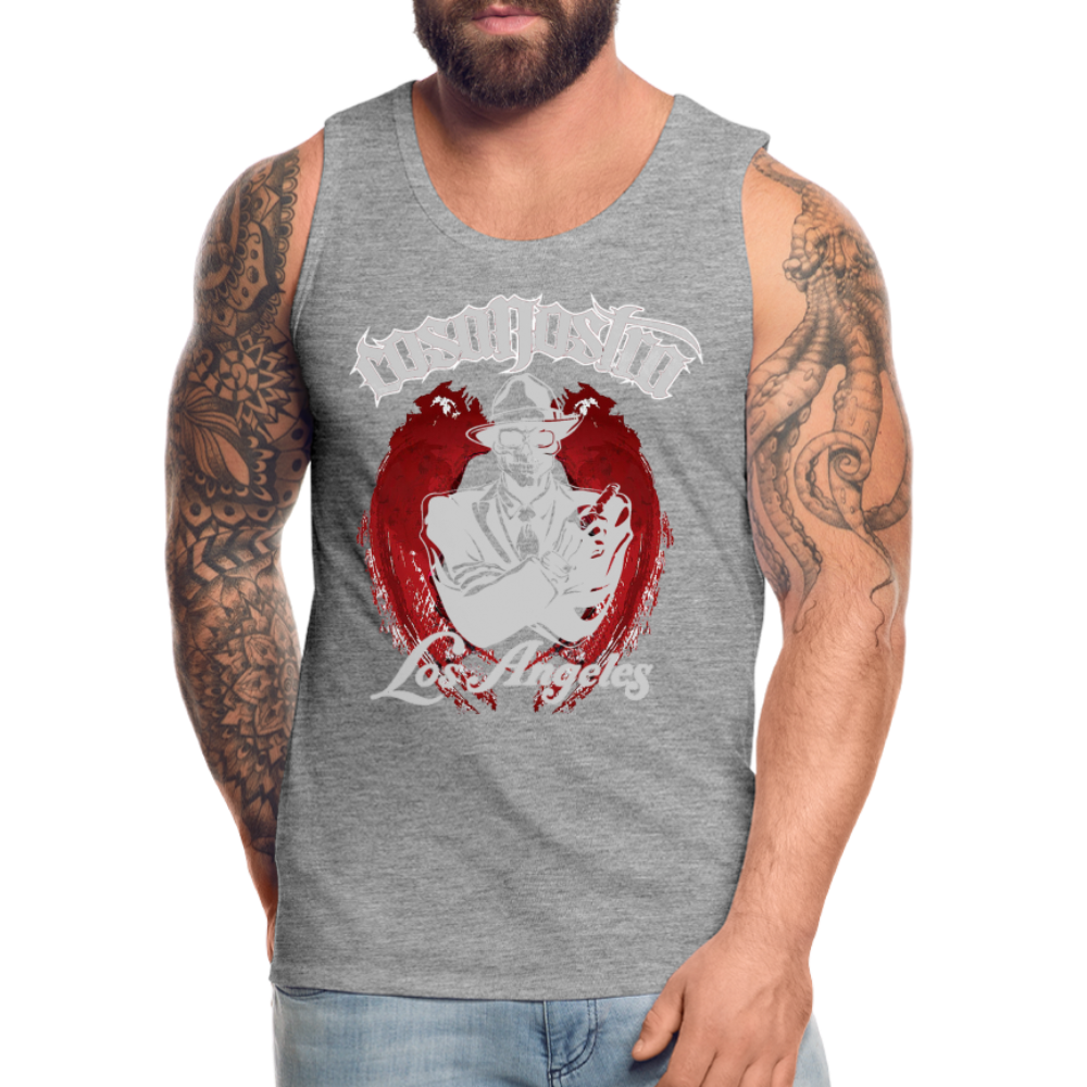Tanktop T-Shirt COSANOSTRA Muskelshirt Achselshirt Sport Basic Herren - Grau meliert