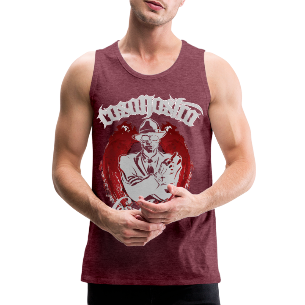 Tanktop T-Shirt COSANOSTRA Muskelshirt Achselshirt Sport Basic Herren - Bordeauxrot meliert