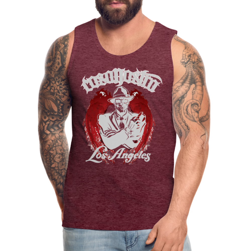 Tanktop T-Shirt COSANOSTRA Muskelshirt Achselshirt Sport Basic Herren - Bordeauxrot meliert