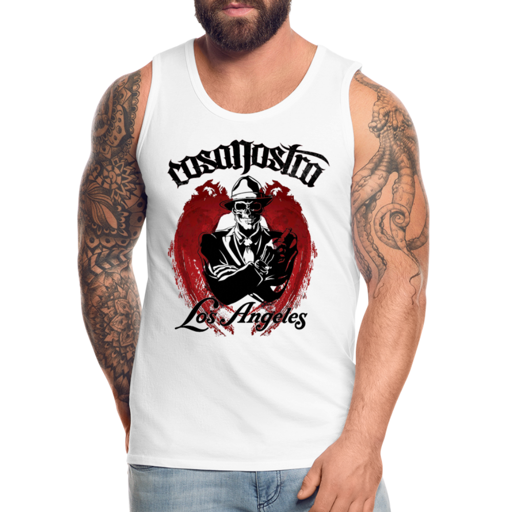 Tanktop T-Shirt COSANOSTRA Muskelshirt Achselshirt Sport Basic Herren - weiß