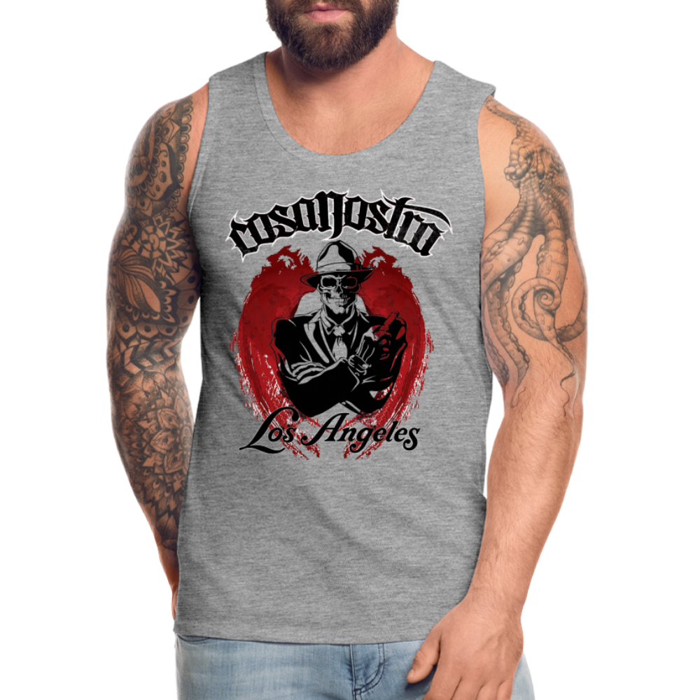 Tanktop T-Shirt COSANOSTRA Muskelshirt Achselshirt Sport Basic Herren - Grau meliert