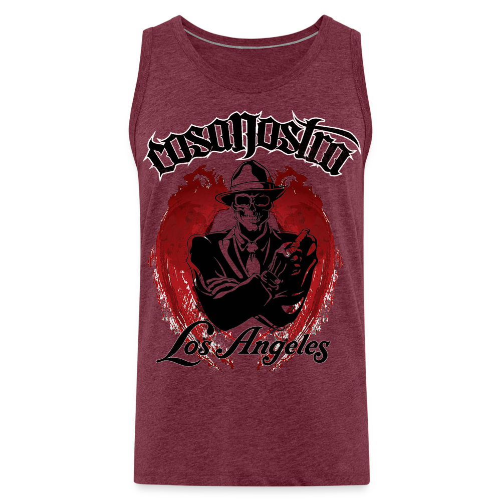 Tanktop T-Shirt COSANOSTRA Muskelshirt Achselshirt Sport Basic Herren - Bordeauxrot meliert